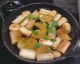 A picture of step 7 of Ajillo with Japanese Leek and Nagaimo.