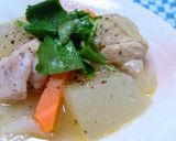 A picture of step 8 of Simmered Winter Melon and Chicken in Soup with Two Kinds of Dashi Stock.