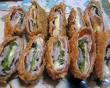 A picture of step 6 of Pork Wrap with Shiso Leaves and Cheese.