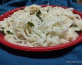 A picture of step 6 of Rice Fettuccine Pasta in Alfredo sauce.