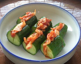 A picture of step 3 of Oi-sobagi with Cucumbers & Kimchi.