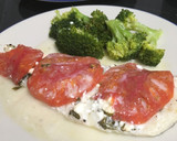 Foto del paso 5 de la receta: Bacalao en papillote con queso feta, hierbabuena y tomate