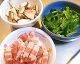 A picture of step 1 of Sweet & Savory Shiitake Mushroom, Green Pepper, and Pork Belly Stir-fry.