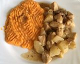 Almás-körtés csirkemell, édesburgonya pürével recept fázis 7 fotója