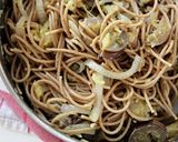 A picture of step 6 of Whole Wheat Spaghetti, Spaghetti Squash, Japanese Eggplant, Capers and Toasted Almonds.