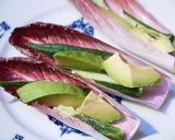 A picture of step 3 of Salmon & Okra on an Endive Boat with Paprika Salsa.