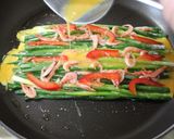 A picture of step 13 of Pajeon (Korean Style Piccata) with Scallion and Sakura Shrimp.
