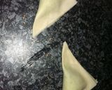 A picture of step 6 of Sophie's creamy pea and asparagus envelopes.