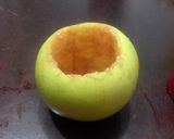 A picture of step 1 of festive fall fruit candle holders.
