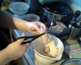 A picture of step 4 of Sausage Popovers (aka Mini Toad-in-the-Holes).