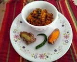 A picture of step 3 of Green chilli,raw turmeric and ginger pickle.