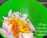 A picture of step 1 of Crispy onion pakoda / kurkuri kanda bhajji.