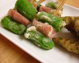 A picture of step 3 of Shishito Peppers and Fish Sausage Tempura.
