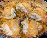 A picture of step 13 of Crispy braised chicken thighs with olives, lemon and fennel.