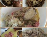 A picture of step 4 of AMIEs Peppers Stuffed with Sausage and Mashed Potatoes.