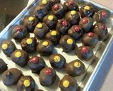 A picture of step 3 of No Bake Chocolate Peanut Butter M&M Balls.