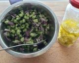 A picture of step 1 of Greek Style Salad.
