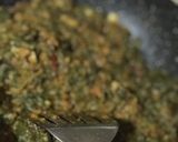 A picture of step 5 of Lal Mathachi Bhaji or Lal Saag Bhaji.
