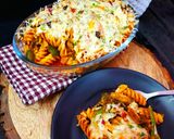 A picture of step 7 of Baked Cheesy Pasta with Tomato, Basil and Veggies.