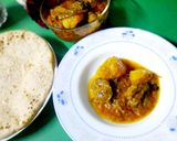 A picture of step 7 of Aalu gosht gravy.