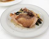 A picture of step 7 of Guinea Hen with Greens and Spaghetti Squash.