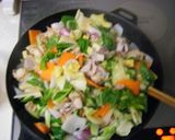 A picture of step 6 of Spring Happosai (Eight Treasure Stir-Fry) with Bamboo Shoot and Spring Cabbage.