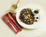 A picture of step 7 of Cranberry Blueberry Waffles with Chocolate Sauce.
