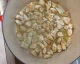 A picture of step 1 of Chicken, Shrimp, & Sausage with Alfredo Sauce on Angle Hair Pasta.