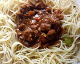 A picture of step 11 of Spaghetti bolognese #4weekchallenge #myfavouriteeasterdish.