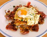 Foto del paso 5 de la receta: Tosta de Alcachofas fritas, Huevo roto y Jamón ibérico