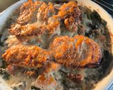 Krémes tepsis spárga mézes-mustáros csirkével és parmezsánnal recept fázis 6 fotója