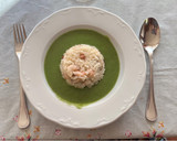 Foto del paso 3 de la receta: Arroz cremoso de gamba y salteado de champiñones en crema de espinacas