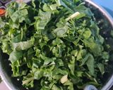 A picture of step 1 of Suva Palak nu shak (Spinach & dill vegetable).