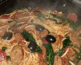 A picture of step 5 of 20 mins to heaven (Sausage and Pasta).