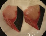 A picture of step 1 of Amberjack Teriyaki with a Tart Umeboshi Seasoning.