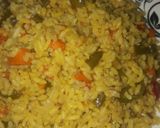 A picture of step 1 of Fride rice with peppered chiken.