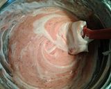 A picture of step 8 of Fresh Strawberry Chiffon Layer Cake with Chocolate and Strawberry Whipped cream.