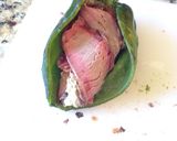 A picture of step 2 of Bacon Wrapped Stuffed Cream Cheese Beef Poblano Pepper.