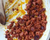 A picture of step 1 of Chorizo fried rice.