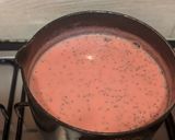 A picture of step 4 of Rooh Afza custard with chia seeds.