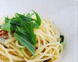 A picture of step 6 of Mizuna and Anchovy Pasta.