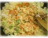 A picture of step 5 of Salmon, Leek, and Green Onion Fried Rice.