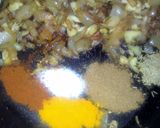A picture of step 2 of sig's mushroom and tomato biryani.