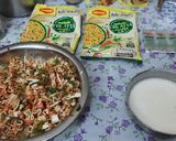 A picture of step 5 of Maggi Nutrilicious Masala VEG ATTA noodles Vegetables pizza.