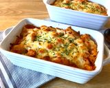 A picture of step 9 of Sausage pasta bake in tomato cream sauce.