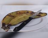 A picture of step 1 of Plantain swallow with egusi soup.