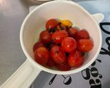 A picture of step 1 of Sweet Potato with Green Bell Pepper and Tomatoes in Fruity Sauce.