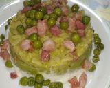 Foto del passaggio 9 della ricetta Risotto con crema di piselli, stracciatella Campana e pancetta