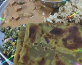A picture of step 7 of Winter palak peas paratha, beans, jeera pulao.
