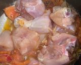 A picture of step 2 of Chicken masala with peas pulao rice.